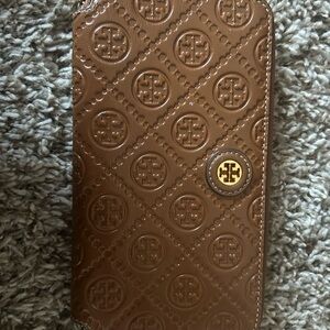 Tory Burch Tan Embossed Phone Case